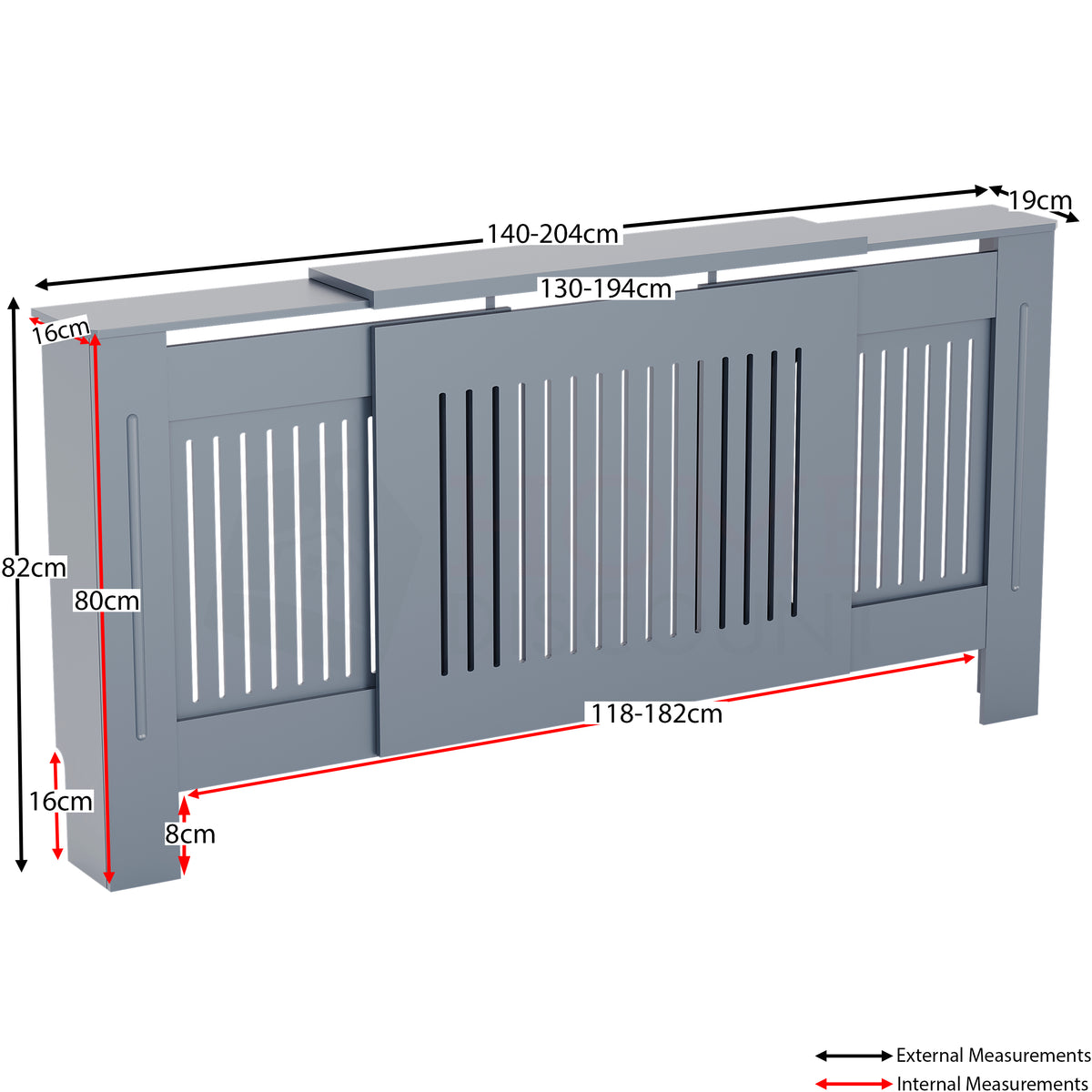 Chelsea Adjustable Radiator Cover, Dark Grey