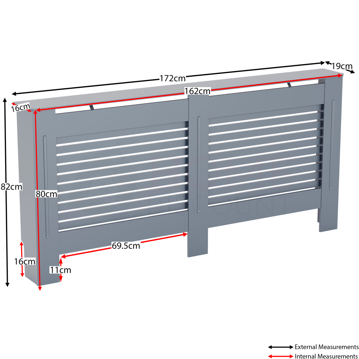 Milton Radiator Cover Dark Grey, Extra Large