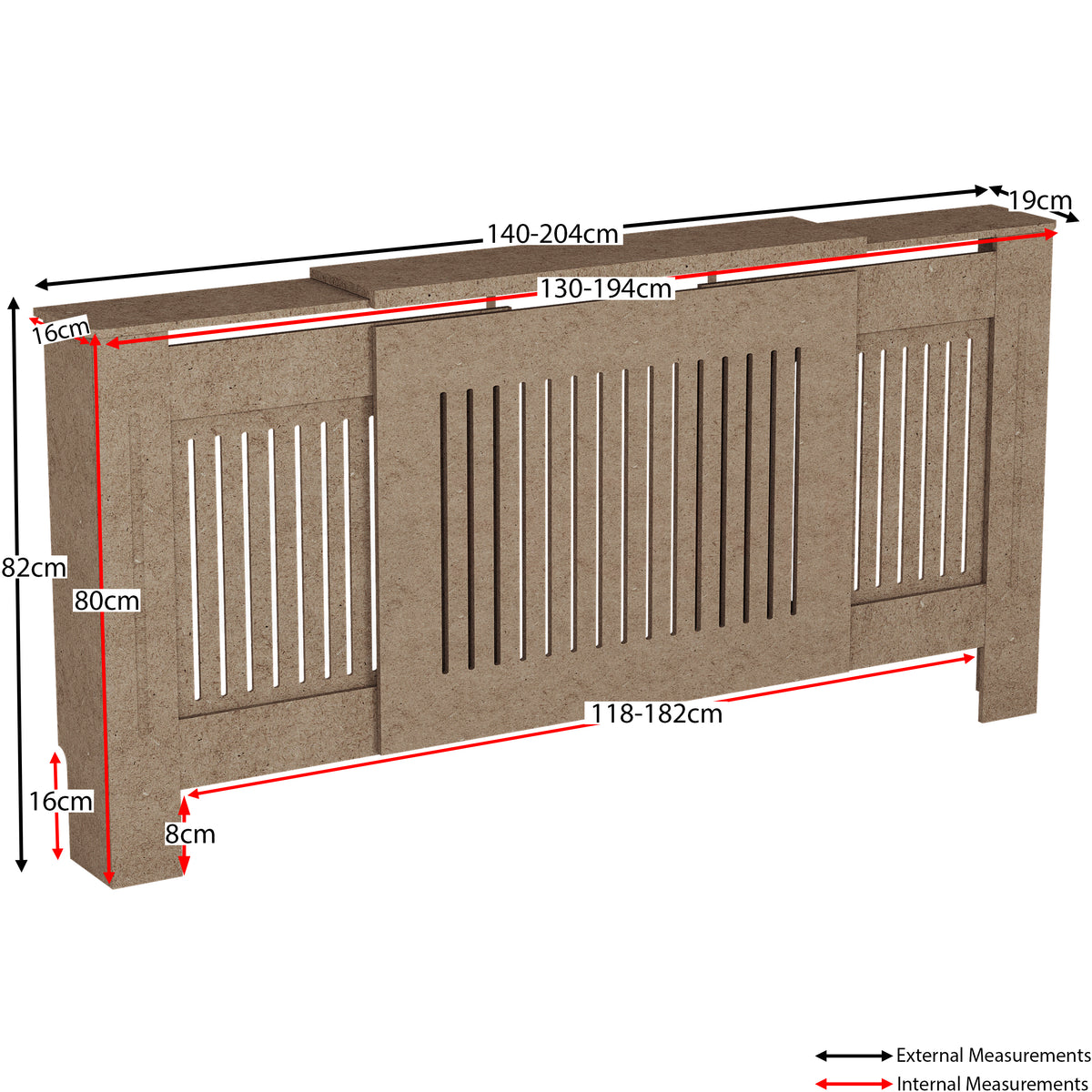 Chelsea Adjustable Radiator Cover, Unfinished
