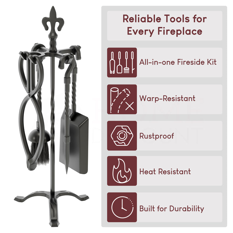 5-Piece Fleur De Lys Companion Set - Black