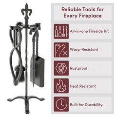 5-Piece Fleur De Lys Companion Set - Black