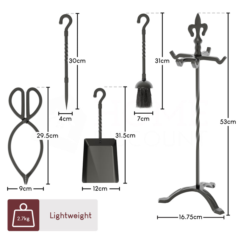 5-Piece Fleur De Lys Companion Set - Black