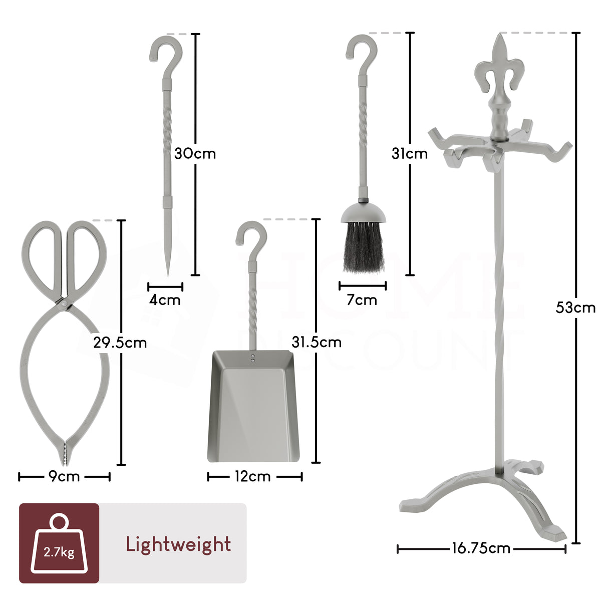 5-Piece Fleur De Lys Companion Set - Pewter