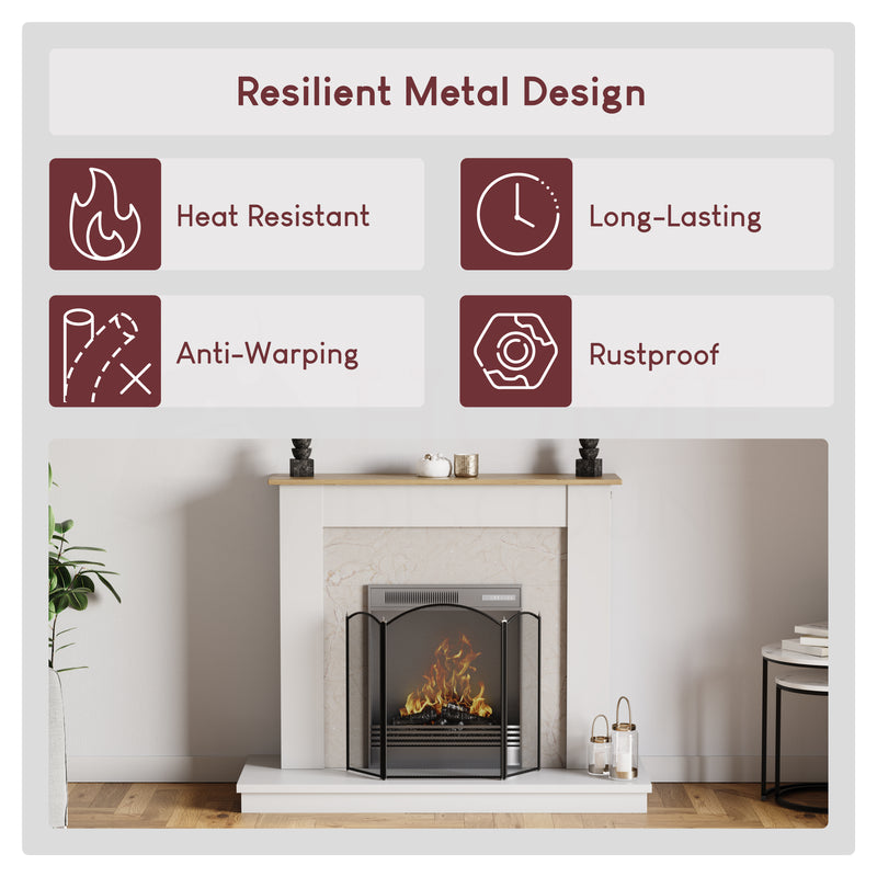 Selby 3-Panel Fire Guard - Black