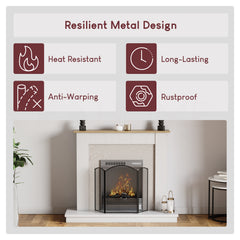 Selby 3-Panel Fire Guard - Black