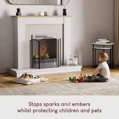 Selby 3-Panel Fire Guard - Black