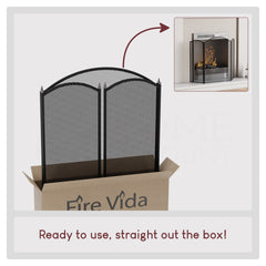 Selby 3-Panel Fire Guard - Black