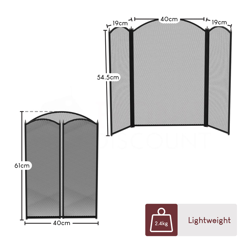 Selby 3-Panel Fire Guard - Black