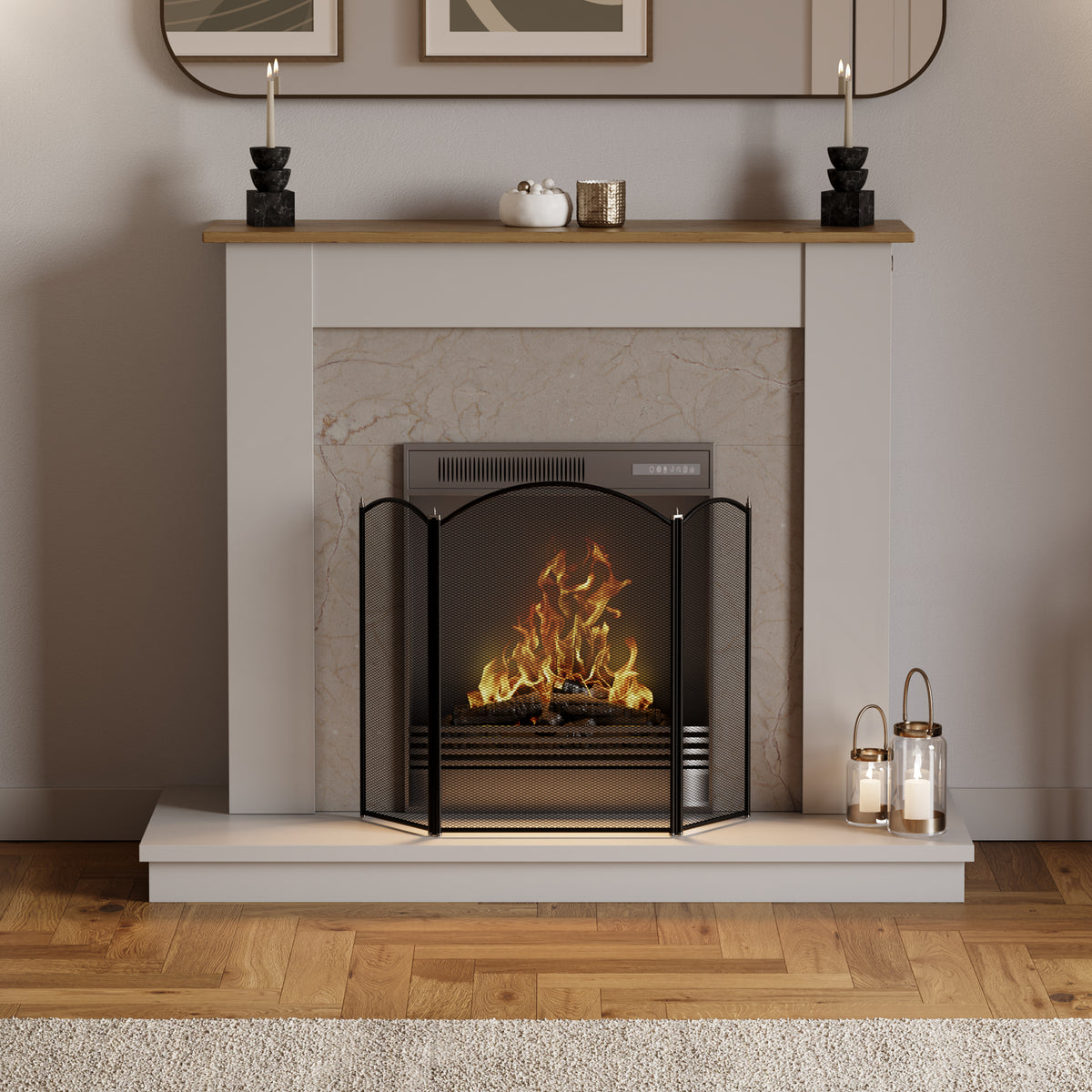 Selby 3-Panel Fire Guard - Black
