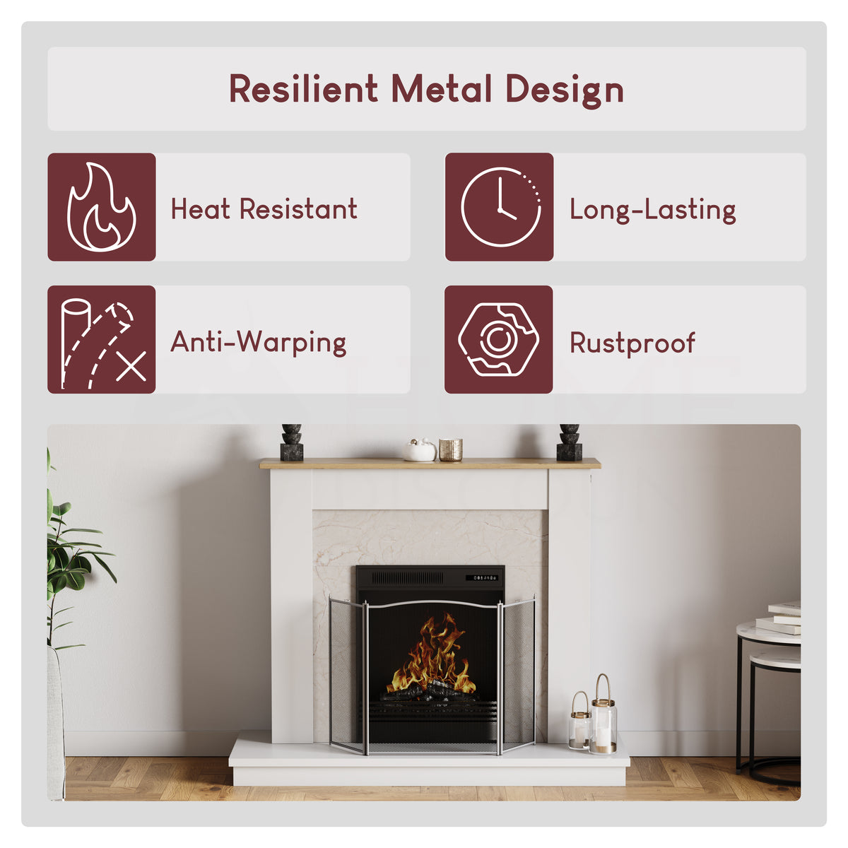 Denton 3-Panel Fire Guard - Pewter