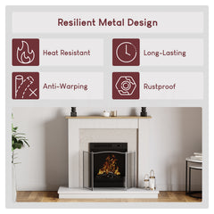 Denton 3-Panel Fire Guard - Pewter
