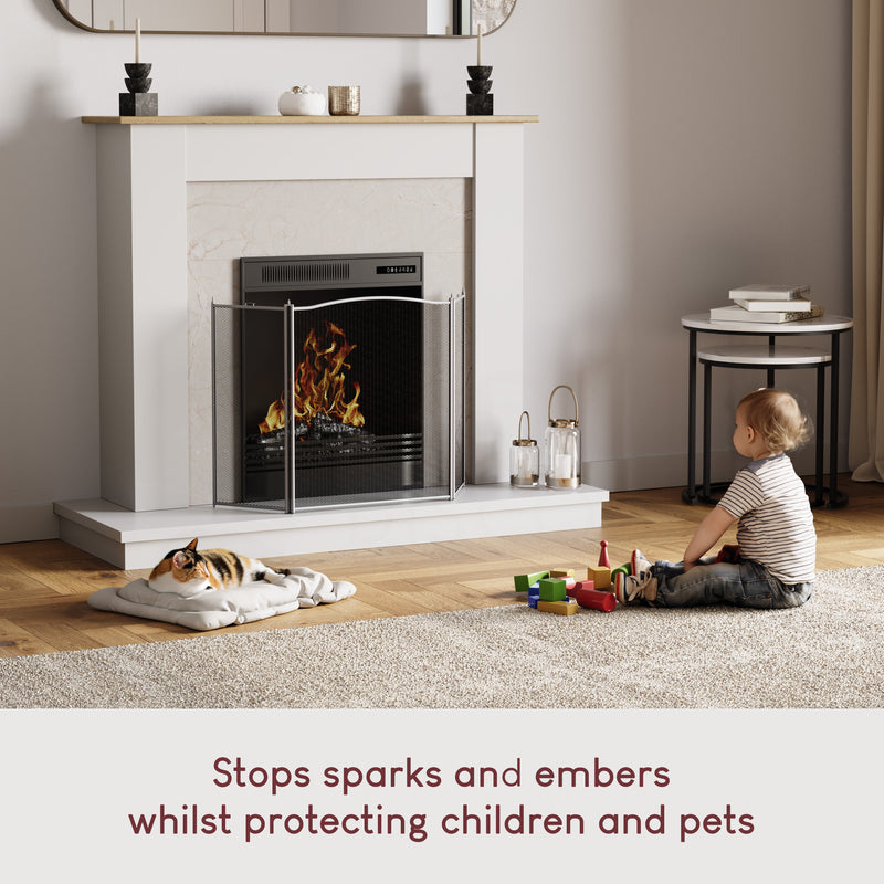 Denton 3-Panel Fire Guard - Pewter