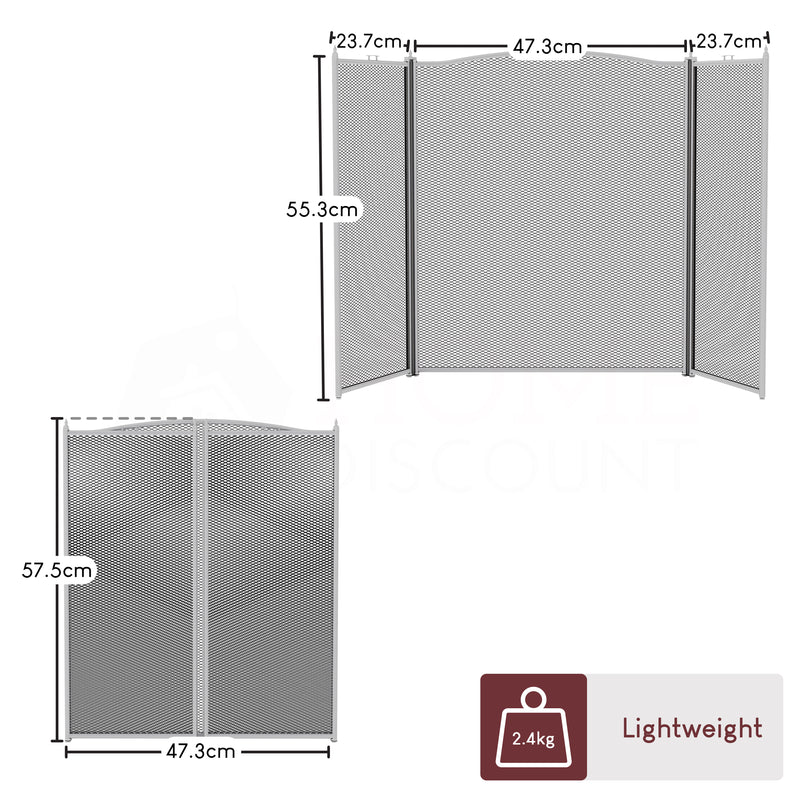 Denton 3-Panel Fire Guard - Pewter
