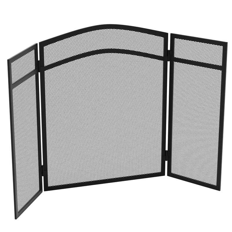 Milton 3-Panel Fire Guard - Black