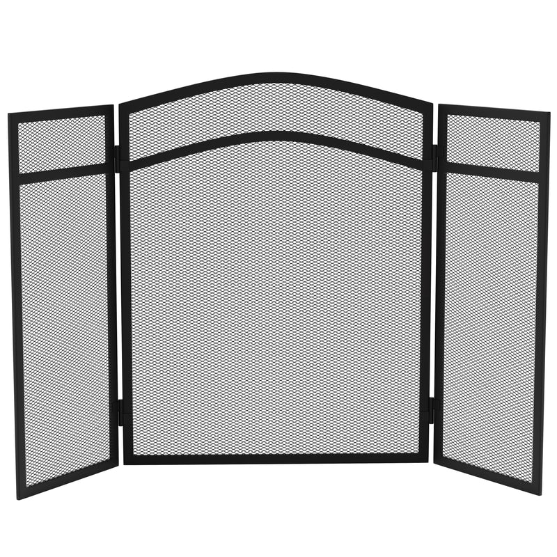 Milton 3-Panel Fire Guard - Black