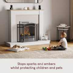 Milton 3-Panel Fire Guard - Black