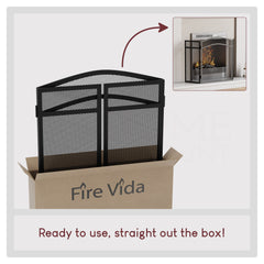 Milton 3-Panel Fire Guard - Black