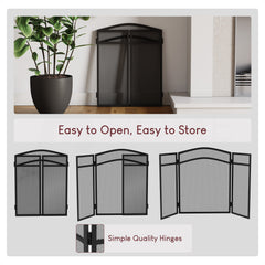 Milton 3-Panel Fire Guard - Black