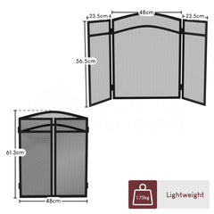 Milton 3-Panel Fire Guard - Black