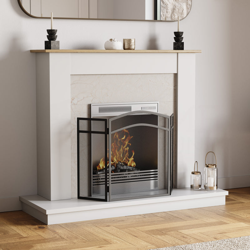 Milton 3-Panel Fire Guard - Black