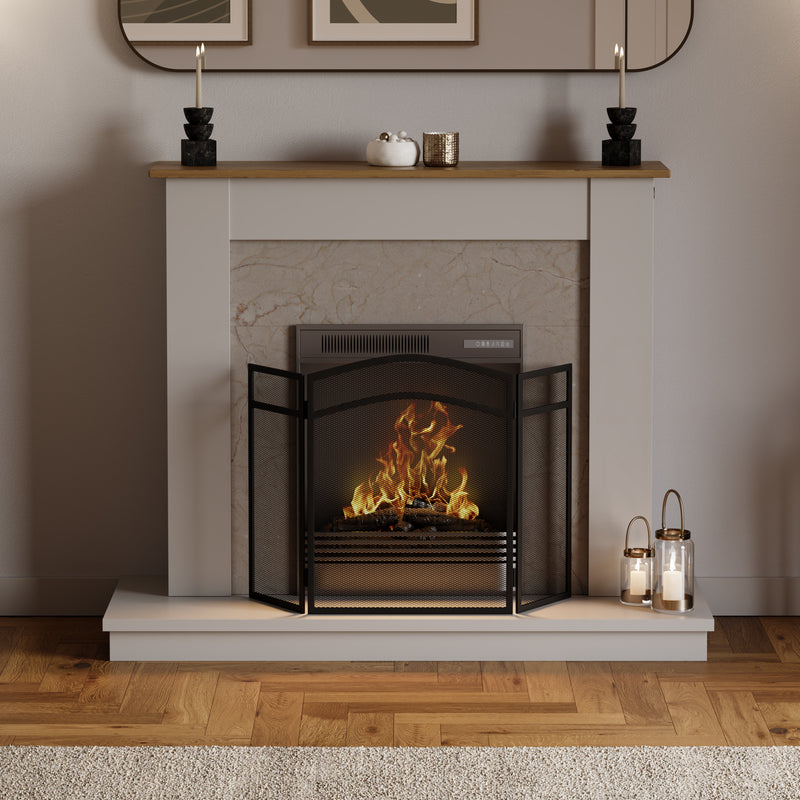 Milton 3-Panel Fire Guard - Black