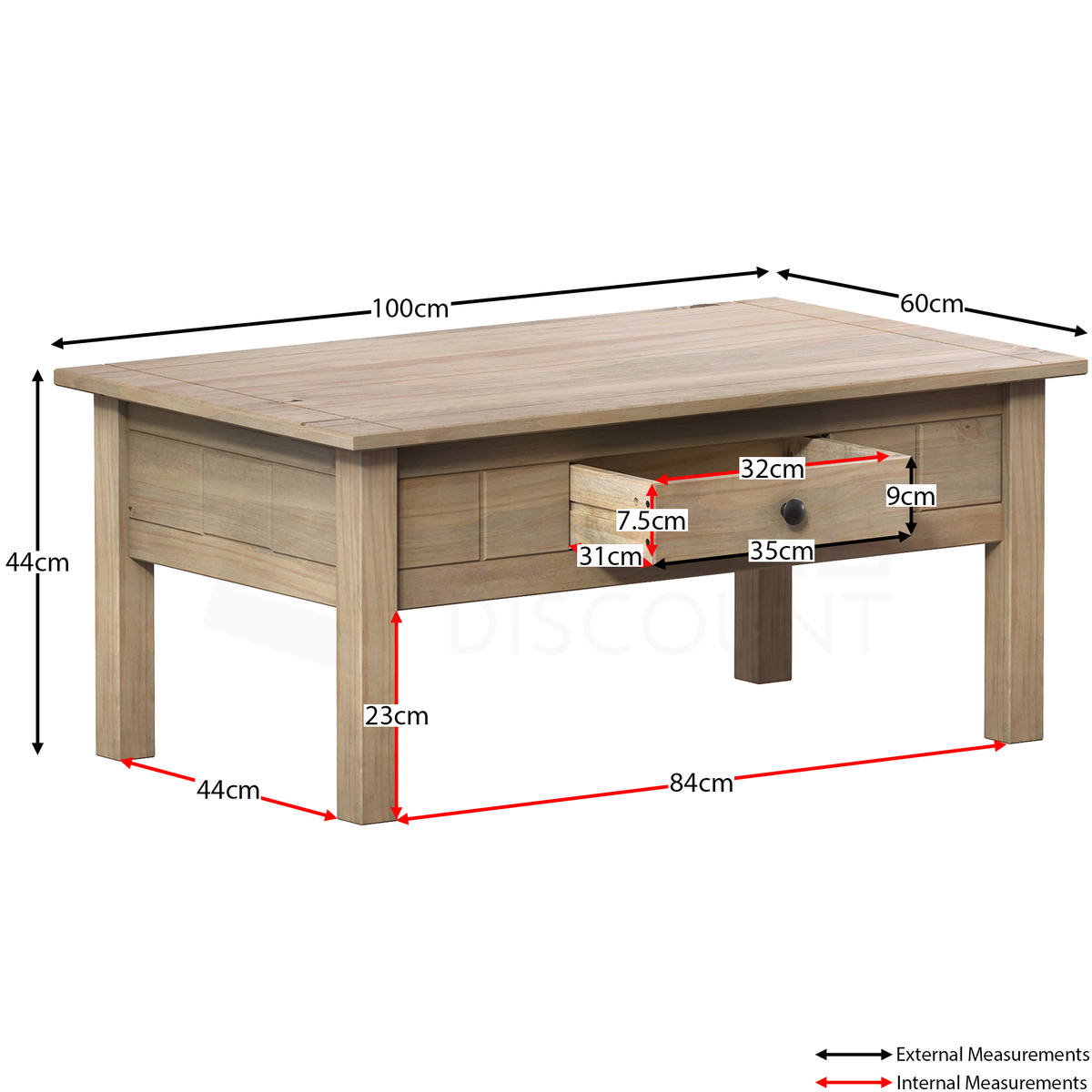 Panama 1-Drawer Coffee Table - Natural Oak