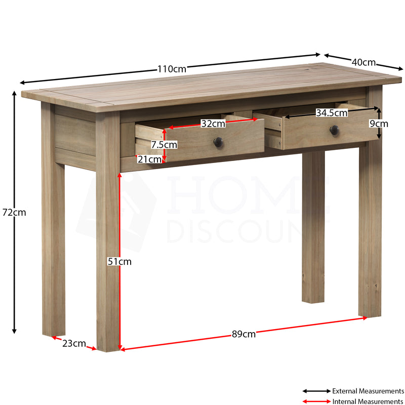 Panama 2-Drawer Console Table