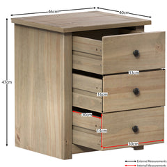 Panama 3-Drawer Bedside Chest