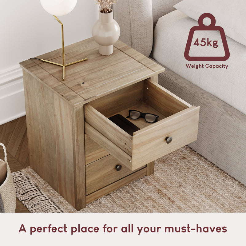 Panama 3-Drawer Bedside Chest