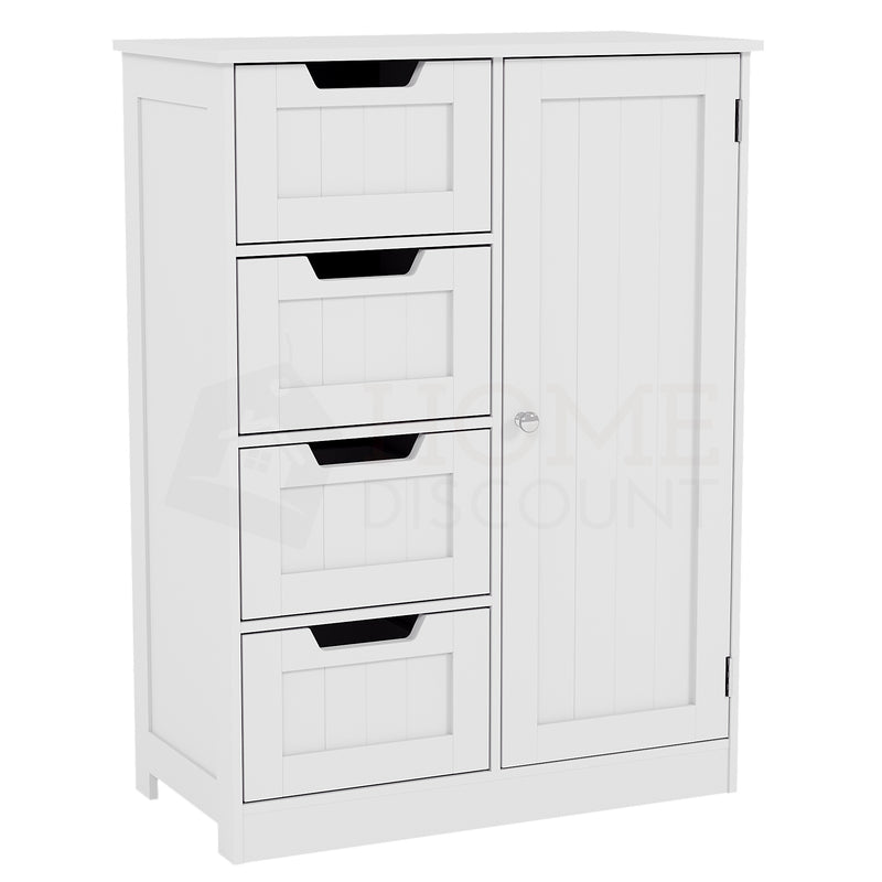 Priano 4-Drawer 1-Door Freestanding Unit - White