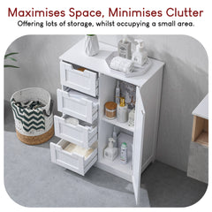Priano 4-Drawer 1-Door Freestanding Unit, White