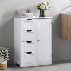 Priano 4-Drawer 1-Door Freestanding Unit, White