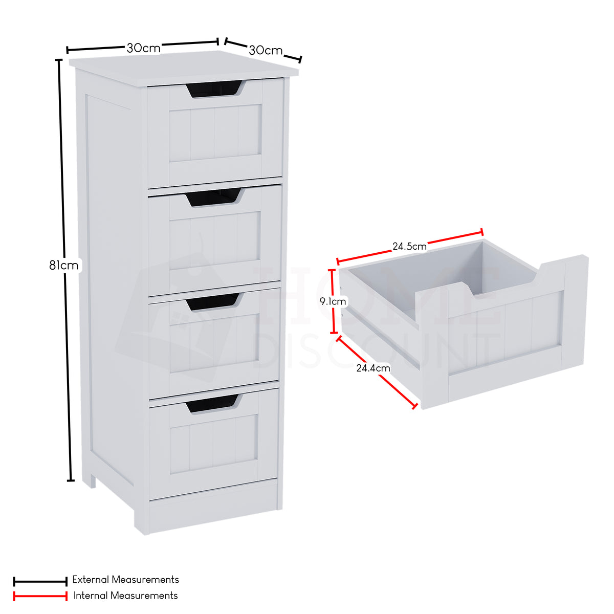 Priano 4-Drawer Freestanding Unit, White