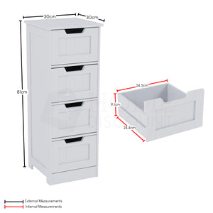 Priano 4-Drawer Freestanding Unit, White