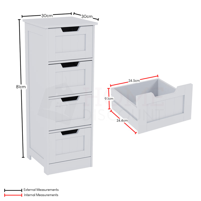 Priano 4-Drawer Freestanding Unit, White