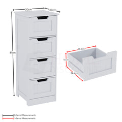 Priano 4-Drawer Freestanding Unit, White