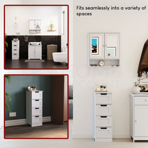 Priano 4-Drawer Freestanding Unit, White