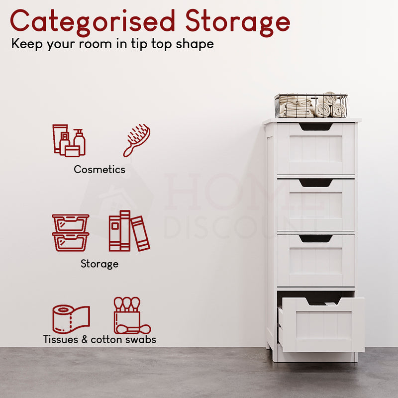 Priano 4-Drawer Freestanding Unit, White