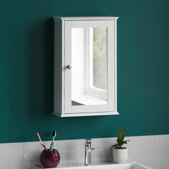 Priano 1 Door Mirrored Wall Cabinet, White