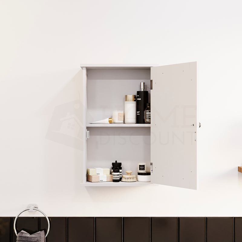 Priano 1-Door Mirrored Wall Cabinet - White