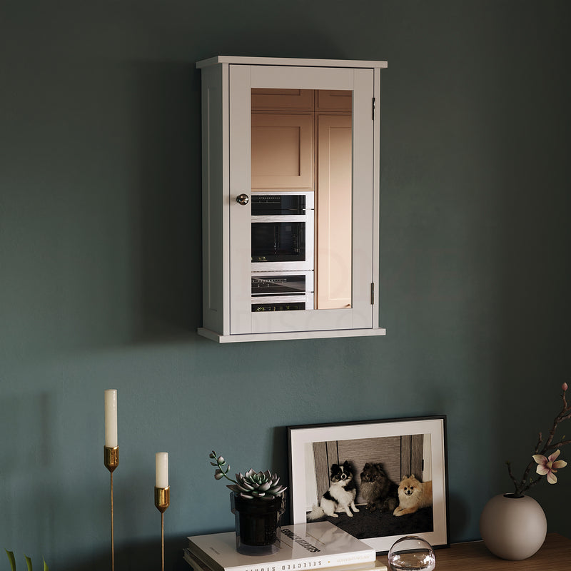 Priano 1-Door Mirrored Wall Cabinet - White