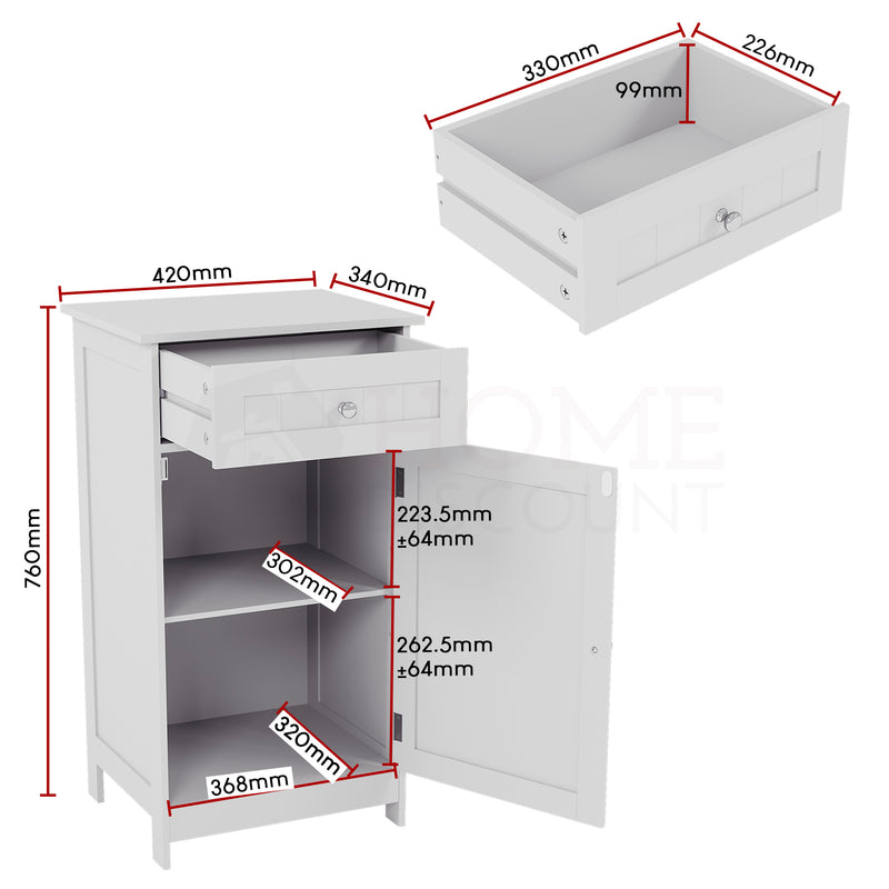 Priano 1-Door 1-Drawer Freestanding Cabinet - White