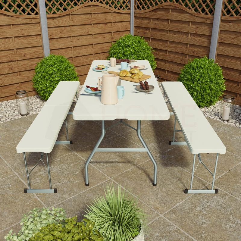 Folding 6ft Table & Set of 2 Folding Benches