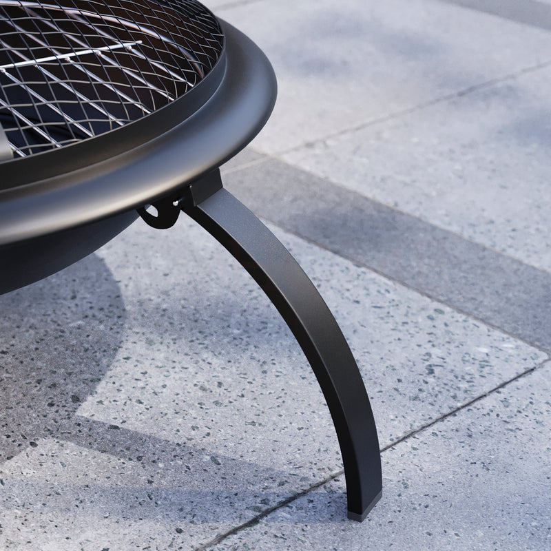 Folding Steel Fire Pit - Black