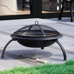 Folding Steel Fire Pit - Black