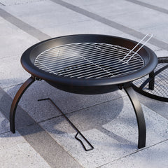 Folding Steel Fire Pit, Large - Black