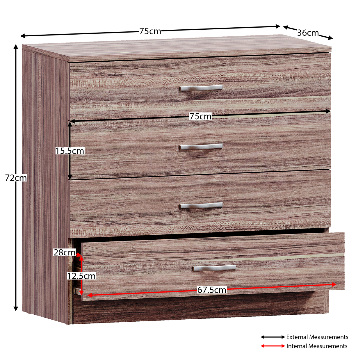 Riano 4-Drawer Chest - Walnut