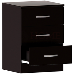 Riano 3 Drawer Bedside Chest, Black