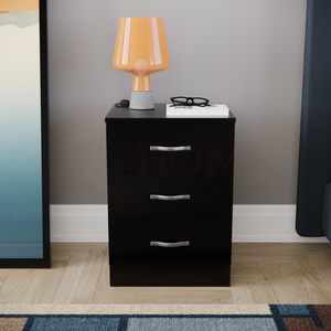 Riano 3-Drawer Bedside Chest, Black