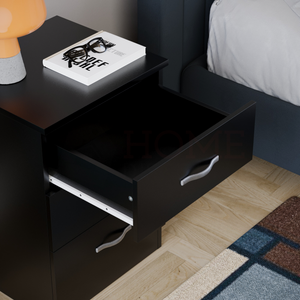 Riano 3-Drawer Bedside Chest, Black
